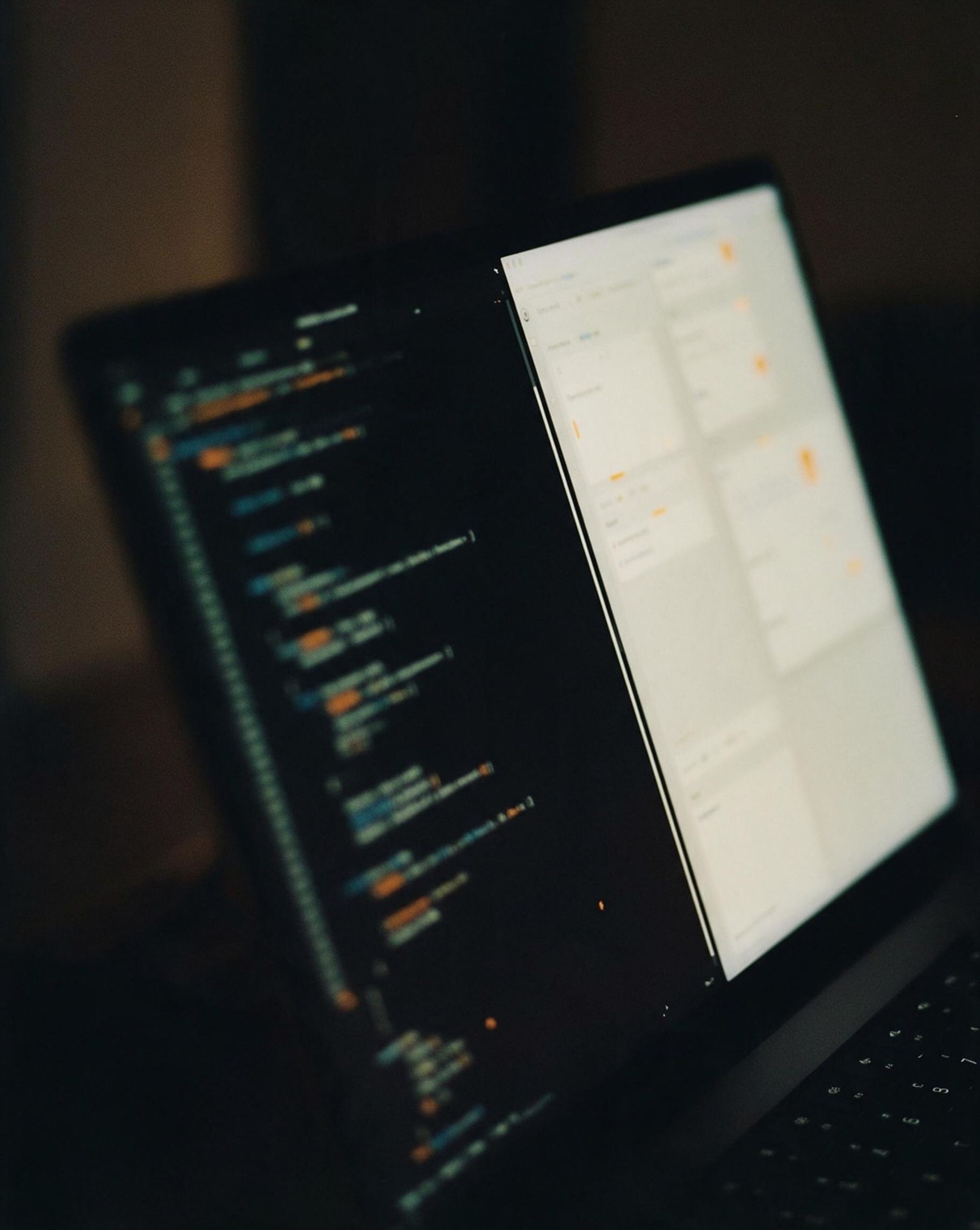 A laptop screen split between a terminal and a workspace.